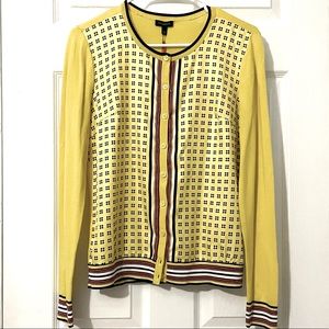 Talbots Yellow Striped Cardigan